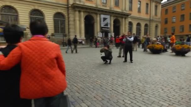 Spacerując Sztokholmie Malowniczym Starym Mieście Steadicamem — Wideo stockowe
