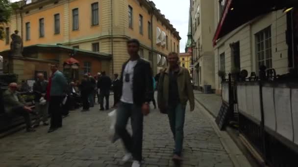 Walking Stockholm Scenic Old Town Steadicam — Stock Video