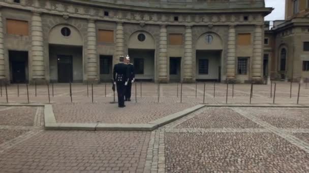 Guardias Del Palacio Real Estocolmo Servicio — Vídeos de Stock