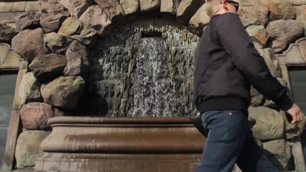 Fountain Istana Kerajaan Magnificent Stockholm — Stok Video