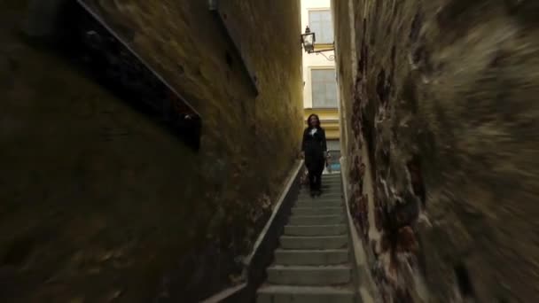 Stockholm Eski Şehir Sahnesi Nde Dolaşmak — Stok video