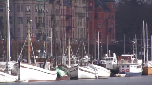 Стокгольмські Прекрасні Водні Шляхи Проходять Через Місто — стокове відео