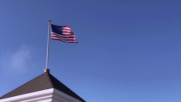 Bandera Americana Ondeando Playa Pismo — Vídeo de stock