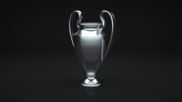 Roterende Metaal Uefa Champions League Trofee Cup Met Alfakanaal Matte — Stockvideo