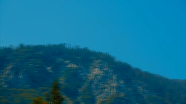 从约塞米蒂森林向俯瞰半圆顶的山隙的过渡 半圆顶正在达到顶峰 — 图库视频影像