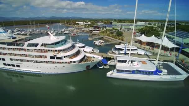 Vliegtuig Drone Boven Port Denarau Fiji — Stockvideo