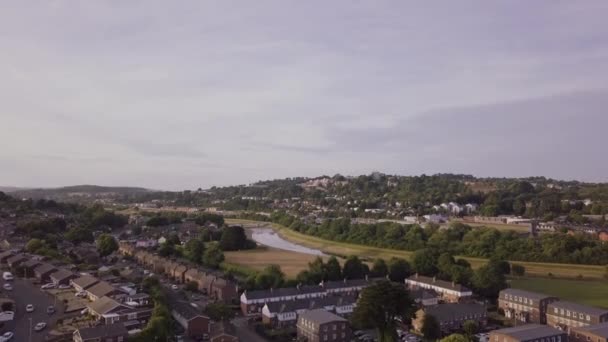 Mooie Luchtfoto Van Een Lokale Woonwijk Van Exeter Devon Met — Stockvideo