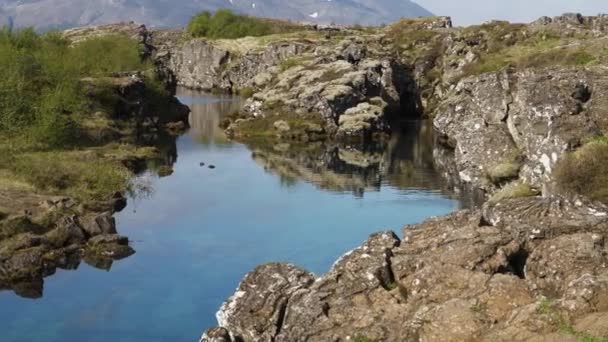 Úžasná Modrá Voda Mezi Dvěma Kontinenty Vecvellir National Park Iceland — Stock video