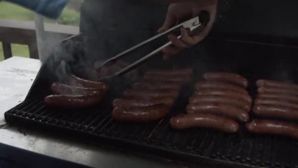 Cooking Sausage Bbq — Stock Video