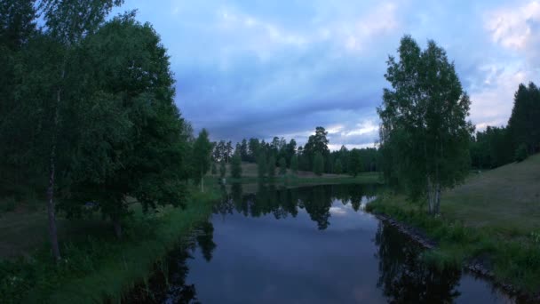 Río Bosque Atardecer — Vídeo de stock