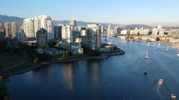 Drone Skott Ovanför Hamnen Vancouver — Stockvideo