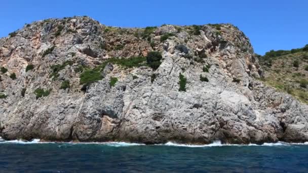 Passeio Barco Longo Costa Palma Mallorca Dia Ensolarado Verão — Vídeo de Stock