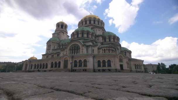 Een Tijdspanne Van Beroemde Alexander Nevsky Orthodoxe Kerk Sofia Bulgarije — Stockvideo