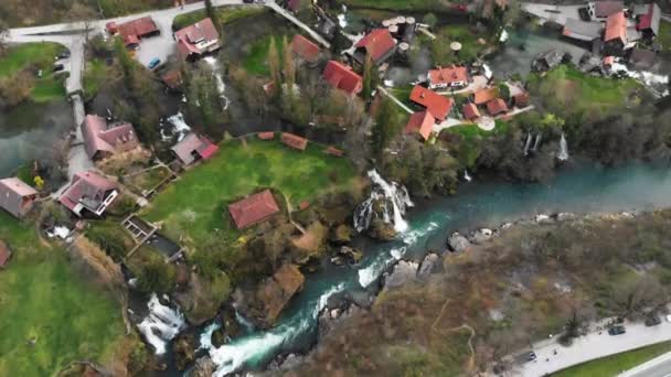 Rastoke Hırvatistan Daki Plitvice Yakınlarındaki Hava Görüntüleri — Stok video