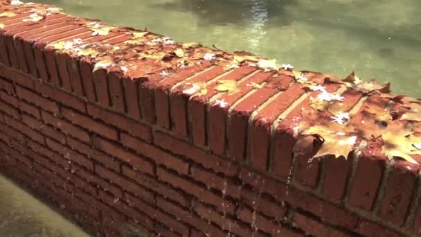 Wasser Über Zaun Einem Park Barcelona — Stockvideo