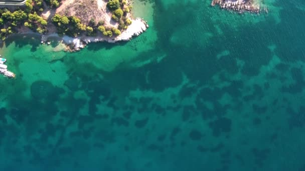 Foto Aerea Una Spiaggia Nel Villaggio Tzemi Della Regione Ermionida — Video Stock
