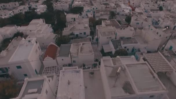 Kilátás Felülről Mykonos Town Naplementekor Gyönyörű — Stock videók