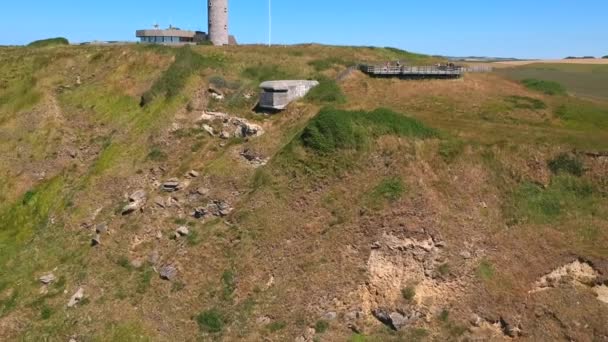 フランス キャップ グリス ネスの崖 海のドローン映像 — ストック動画