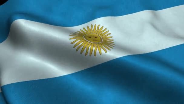 Photorealistic Close Argentina Flag Slow Waving Visible Wrinkles Realistic Fabric — Vídeo de Stock