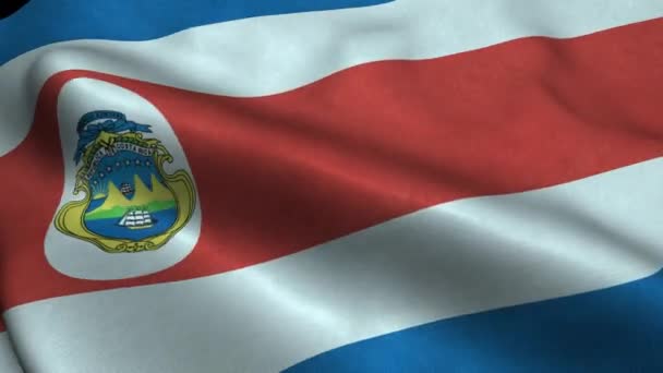 Photorealistic Close Costarica Flag Slow Waving Visible Wrinkles Realistic Fabric — Stock Video