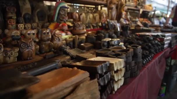 Night Market Chiang Mai Wood Toys — Stock Video