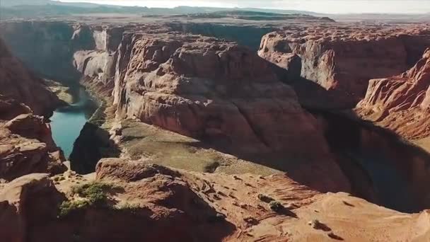 Beautiful Drone Shot Lake Powell Page Arizona Reveals Horse Shoe — Stock Video