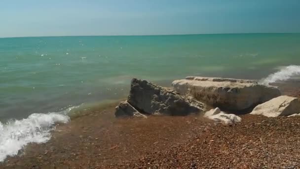 Медленное Движение Пляжа Озера Мичиган Иллинойс — стоковое видео