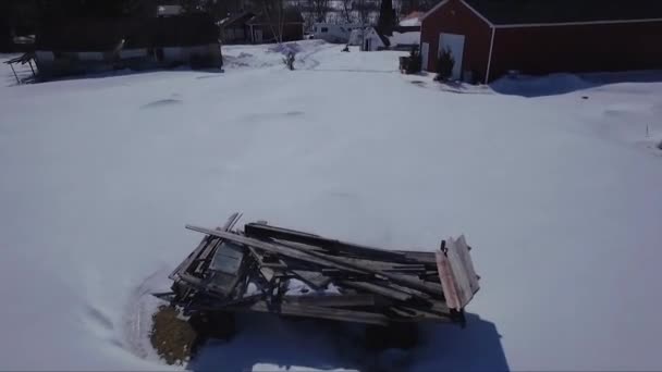 Evolução Aerial Barn Winter Spring — Vídeo de Stock