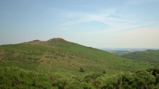 Zeitraffer Hügel Dartmoor England Einem Sommertag — Stockvideo