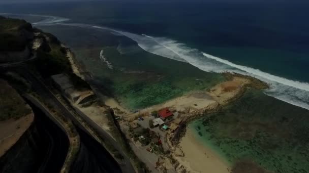 Drone Disparar Mealsti Playa Jimbaran Bali — Vídeo de stock