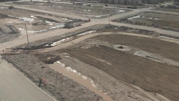 Panoramablick Auf Die Wohnbaustelle Während Der Planungsphase Und Bauvorbereitung — Stockvideo