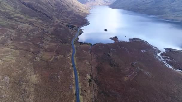 Schöner See Zwischen Bergen Winter County Mayo Irland — Stockvideo