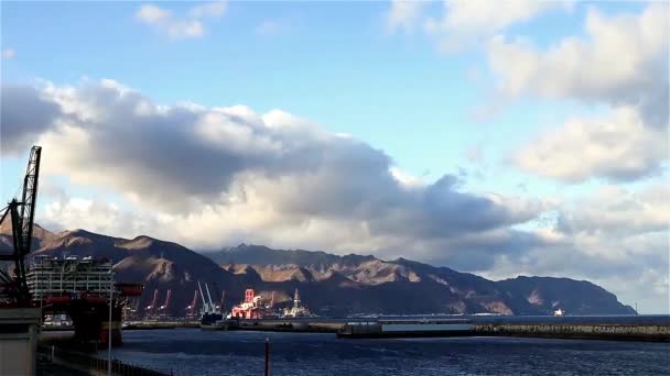 Timelapse Santa Cruz Tenerife Harbor Late Afternoon Spain One Can — ストック動画