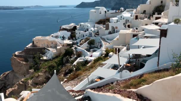 Oia Santorini Turistas Adoram Visitar Este Lugar Santorini Grécia Uma — Vídeo de Stock