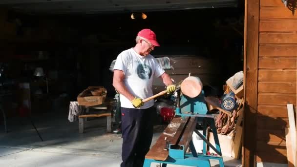 Turning Wood Lathe Shop — Stock Video