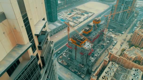 Magnificent Drone View One Dubai Skyscrapers Lower Construction Street Location — Stock Video