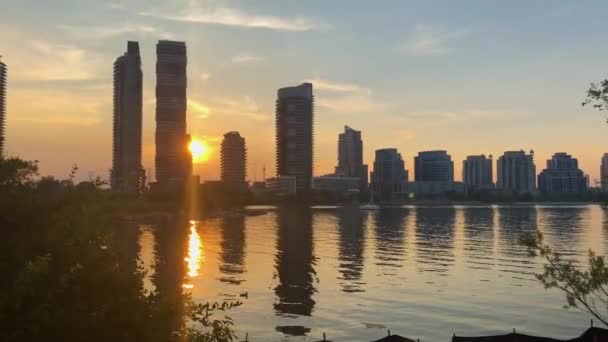 Sonnenuntergang Einem Der Vielen Schönen Parks Torontos — Stockvideo