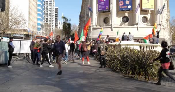 Een Luidruchtig Protest Tegen Racisme Alt Rechtse Beweging Auckland — Stockvideo