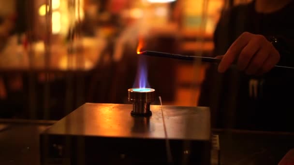 Close Blow Torch Being Used Making Glass Art — Stock video