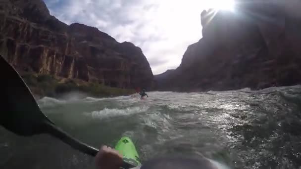 Epic Veduta Prima Persona Gerusalemme Attraverso Grand Canyon Più Kayak — Video Stock