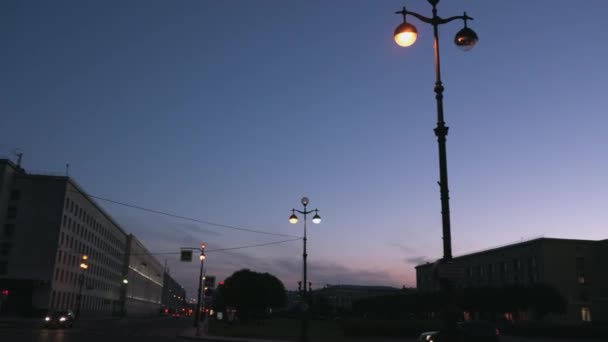 Plaza Rastrelli Durante Hora Azul San Petersburgo — Vídeo de stock