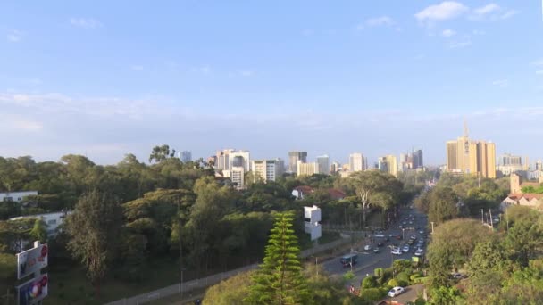 Nairobi City Kenia Opzetten Van Downtown Shot Met Auto Gebouwen — Stockvideo