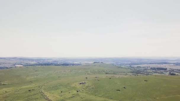 Небесний Краєвид Національному Парку Дартмур Панорама Гірської Місцевості Англійському Національному — стокове відео