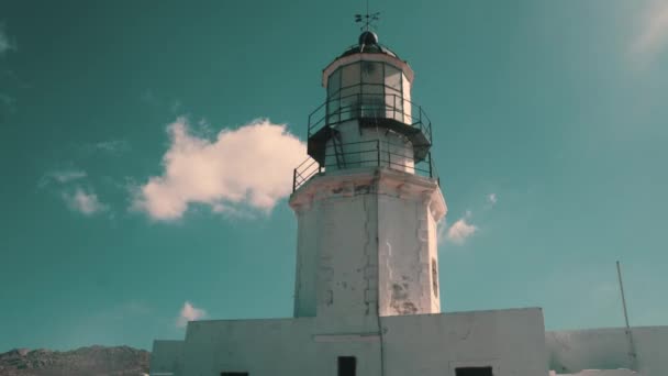 Řecké Maják Timelapse Super Široký Gopro Záběry Mykonos Severní Části — Stock video