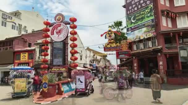 Zoom Malasia Atracción Turística Melaka Jonker Street — Vídeo de stock