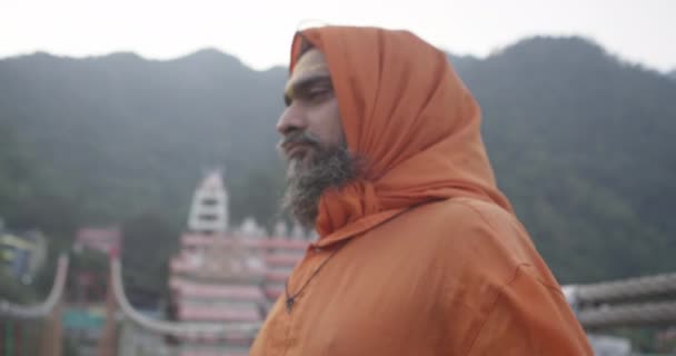 Orang Suci India Shot Rishikesh India Ganges River — Stok Video