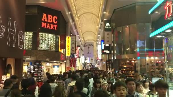 People Walking Shinsaibashi Shopping Area Japan Stock Video