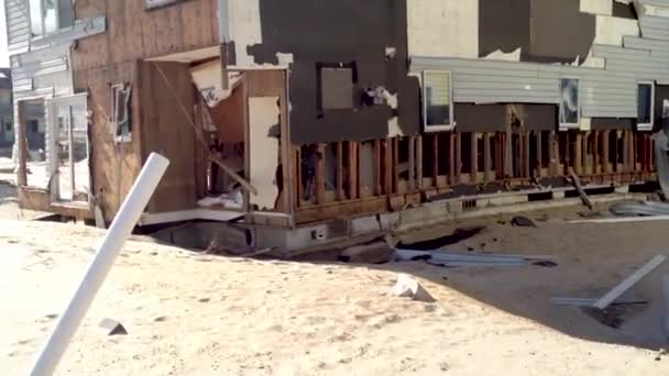 Orkaan Sandy Kijkend Naar Een Verwoeste Buurt Ortley Beach New — Stockvideo