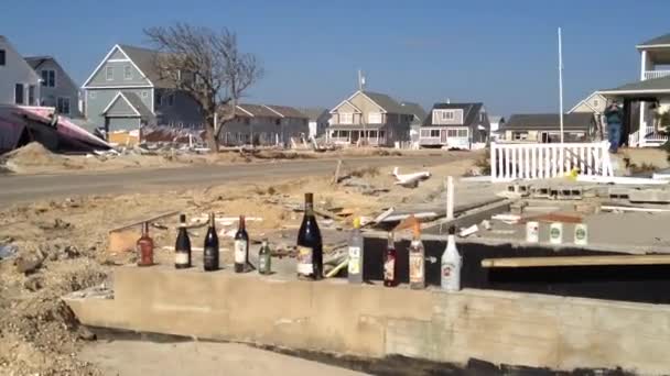 Después Del Huracán Sandy Mirando Barrio Devastado Ortley Beach Nueva — Vídeo de stock