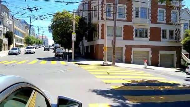 Driving Streets San Francisco Steep Hills Inner City — Stock Video